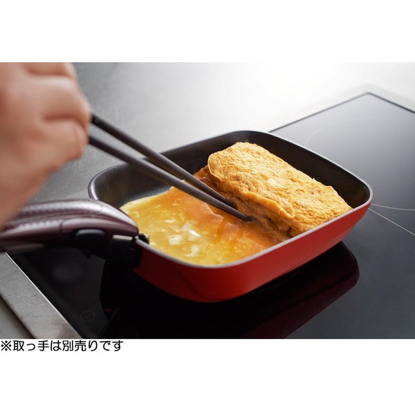 Te-fal G60318 Omelet Pan, IH Compatible, “IH Ruby Excellence Egg Roaster”, Titanium, Reinforced 4-Layer Coating, With Handle