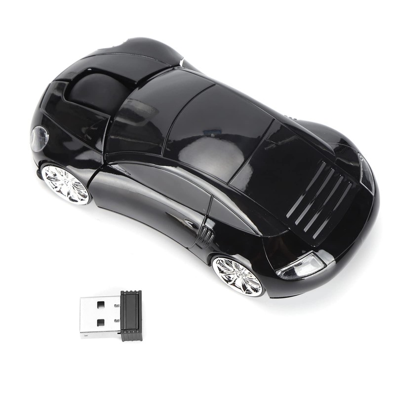 ASHATA Wireless 2.4G Mouse, Cute Car Mouse with USB Receiver,