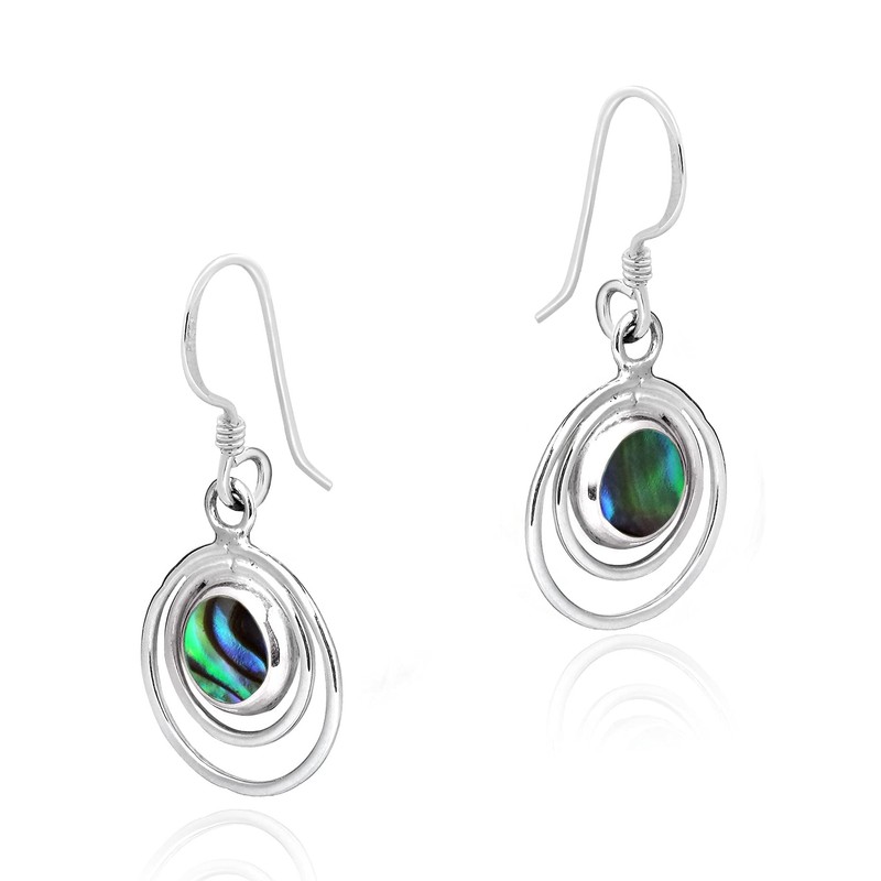 Cascading Orbits Abalone Shell .925 Sterling Silver Dangle Earrings