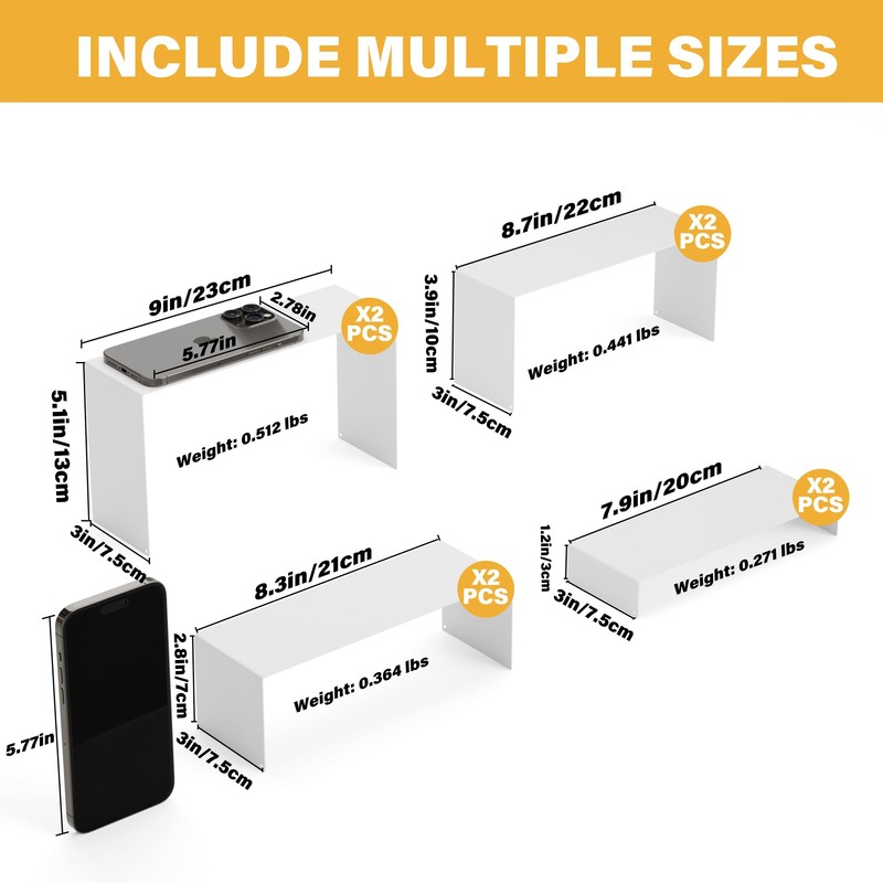 NEETBU Black Matte Metal Display Stand,8 Pcs 2 Set Display
