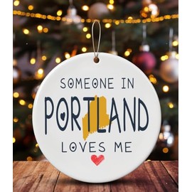Family Christmas Ornament Portland ME Maine Someone in Loves Me Houswarming Keepsake Souvenirs Bulk Long Distance Ornament 2024