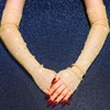 CASDRE Sparkly Rhinestone Long Gloves Fingerless Mesh Elbow Length Arm