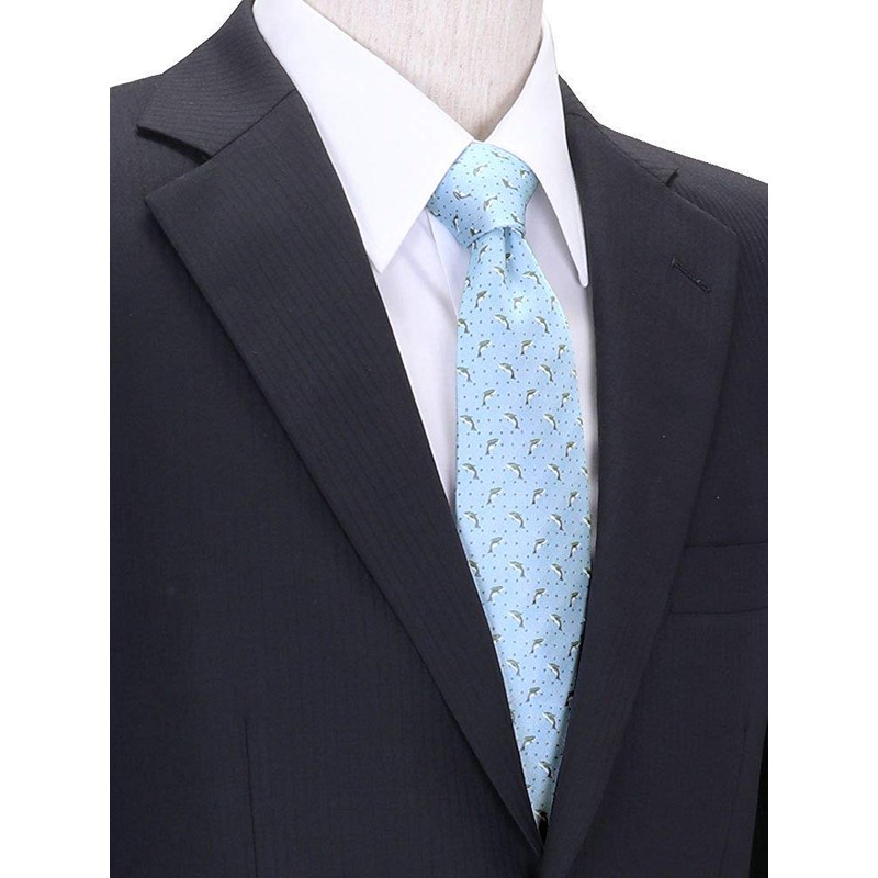 [COLORATA] Carolata Dolphin Pattern Necktie (100% Silk / Jacquard Woven),