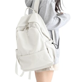 School Backpack for Women Men College High School Bag for Boys Girls Casual Daypack Laptop Backpack Waterproof White Bookbag