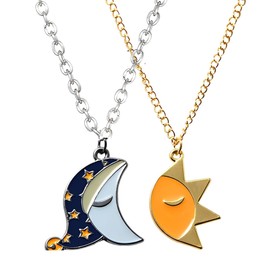 QEQSHQO Pack of 3 Sun Moon Necklaces, Friendship Necklace, Girls Birthday Gift, Pendant Chain Gift