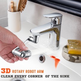 1080°+ 360° Swivel Faucet Extender, 1440° Degree Rotatable Faucet Aerator Splash Filter With 2 Water Outlet Modes. Brass Multifunction Bathroom Kitchen Sink Faucet Attachment For Washing Face 2 Pack