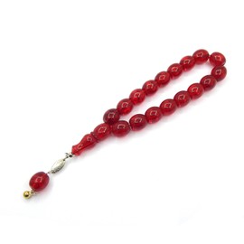 Prayer Beads Prayer Beads Tesbih Tasbih Tespih Misbaha Subha 17, Muslim Islamic Rosary Bracelets Worship Accessories Gemstone Effect Beads Oval 14 x 12 mm (Red)