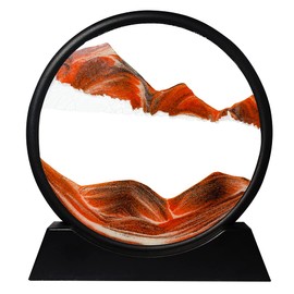 Muyan Moving Sand Art Picture Sandscapes in Motion Round Glass 3D Deep Sea Sand Art for Adult Large Desktop Art Toys Moving Desktop Art for Home Decor Office Party Creative Gift (Orange, 7inch)
