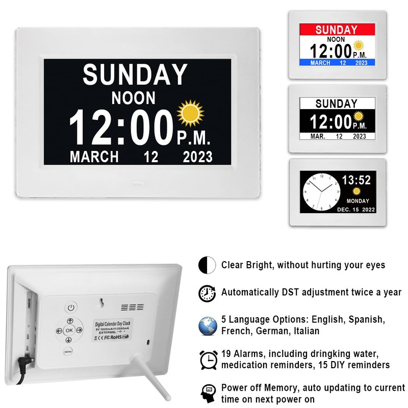 MASSII Upgraded Loud Voice Talking Digital Clock with Time Date,