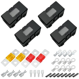 Irenwarl 4-Piece Midi Fuse Holder Set, Car Fuse Holder, with 40A, 50A Mega Fuse, Terminal, Shrink Tube, Spring Inserts, Sleeves Mega Fuse Holder, for Cars, Boats, Trucks, Vehicles