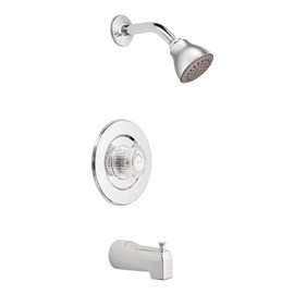 Moen Chrome Chateau Tub and Eco-Performance Shower Trim Featuring Showerhead, Shower Knob, and Tub Spout, Valve Required, T471EP