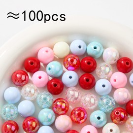 ANCADN 16mm Acrylic Beads Blue Pink Red Color Beads 100pcs Pen Beads Bubblegum Beads DIY Beading Hairband Bracelets Necklace Craft for DIY Jewelry Making (bluepinkred)