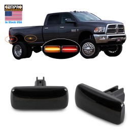 Plug-and-Play Trucks Dual Fender Led Side Marker Light for Dodge RAM 1500 2500 3500Light Color: Front: Amber +Rear : Red, Specification: Smoke Lens