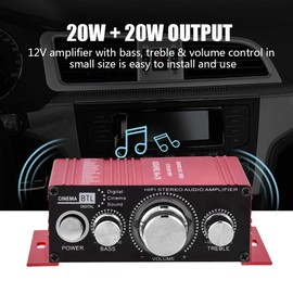 Car HiFi Audio Stereo Amplifier, 12V 2 Channel Digital Audio Power Amp Amplifier for Car