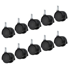 PATIKIL 1.5 Inch Swivel Casters, 10 Pack Nylon 360 Degree Universal Circlip Swivel Stem Wheels with Brake for Chair Furniture Replacement, Black