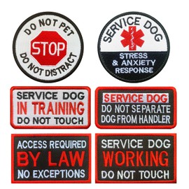 Zcketo 6 Pack Service Dog Do Not Pet in Training Patch Dog Vests/Harnesses Applique Embroidered Hook & Loop Fastener Emblem Patches Attachment for Medium Large Service Dog Guide Dogs