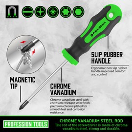 Magnetic Screwdrivers Set with Case, Amartisan 43-piece Includs Slotted, Phillips, Hex, Pozidriv,Torx and Precision Screwdriver Set, Magnetizer Demagnetizer Tools, Tools for Men (Green))