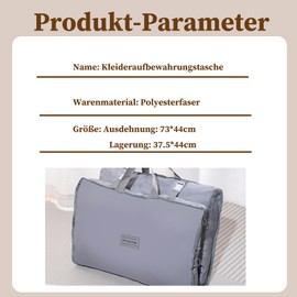 Hanging Storage Bag, Waterproof Travel Bag, Large, Organiser for Travel Clothes, Multifunctional Wardrobe Storage Bag (Grey)