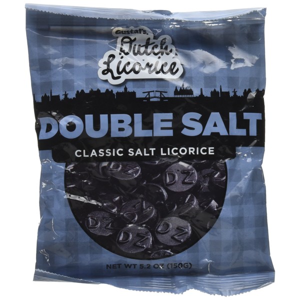 Gustafs Dutch Licorice Double Salt Classic Salt Licorice Coins - 5.2 oz Retail Bag - Made In Holland