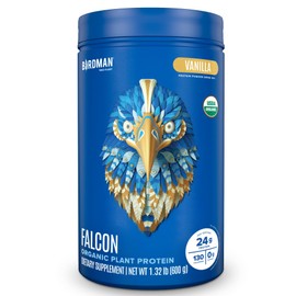 BIRDMAN Falcon Organic Vegan Protein Powder Vanilla, 24g Protein, Sugar Free, Probiotics, Low Carb, Keto Friendly, Dairy Free, Lactose Free, Non Whey, Plant Based Pea Protein Powder - 18 Servings