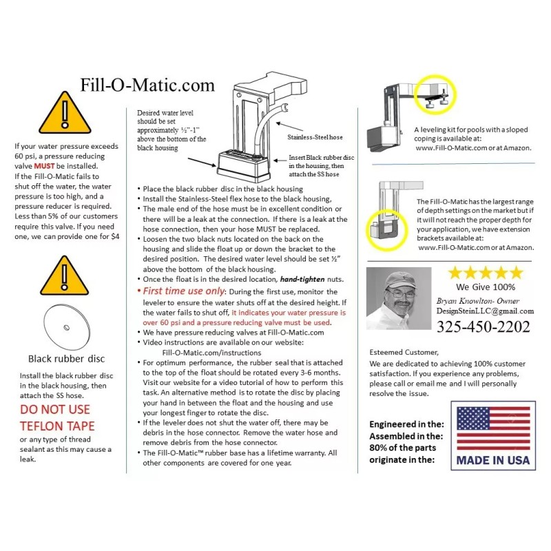 Fill-O-Matic 2000 Premium Combo Automatic swimming pool fill valve leveler