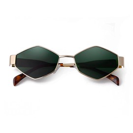 Mriendao Hexagon Sunglasses for Women Trendy 2024 Retro Designer Gold Metal Geometric Sun Glasses Shades UV Protection
