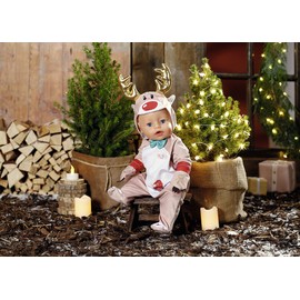 BABY born Reindeer Onesie, Reindeer Costume for 43 cm Dolls, Onesie with Reindeer Antlers and Gloves, 831700 Zapf Creation
