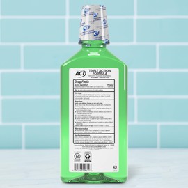 ACT Total Care Zero Alcohol Fluoride Mouthwash Fresh Mint 33.8 Fl Oz