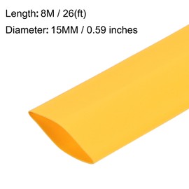 sourcing map Heat Shrink Tubing 25mm Flat Width 8m 2:1 Heat Shrink Tube Wire Wrap Yellow