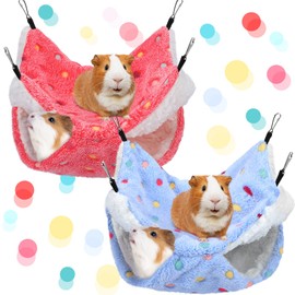 Boao 2 Pcs Guinea Pig Rat Hammock Guinea Pig Hamster Ferret Hanging Hammock Guinea Pig Accessories for Small Animals Chinchilla Parrot Sugar Glider Ferret Squirrel (Pink, Dot Pattern)