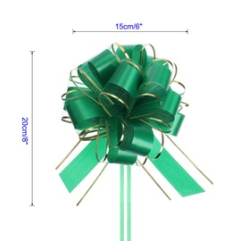 Unifizz 10pcs 6 Inch Green Pull Bows with Gold Edge Ribbon Large Gift Bows for Valentine's Day Xmas Holiday Decoration Baskets Gift Wrapping