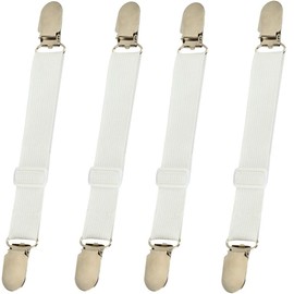 BBDOU Bed Sheet Clips Straps Sheet Holder Mattress Clips, 4 Pcs Adjustable Elastic Bed Sheet Grippers Straps Suspender Fasteners Holder