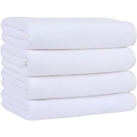 Microfiber Towel, Microfiber Cloth, Beach Towel, Towels for Drying Hair, Gym Towel, Hand Towel, Quick Drying Microfiber Towel, Towels for Drying Hair, 14" x 30". Pack of 4 (White)