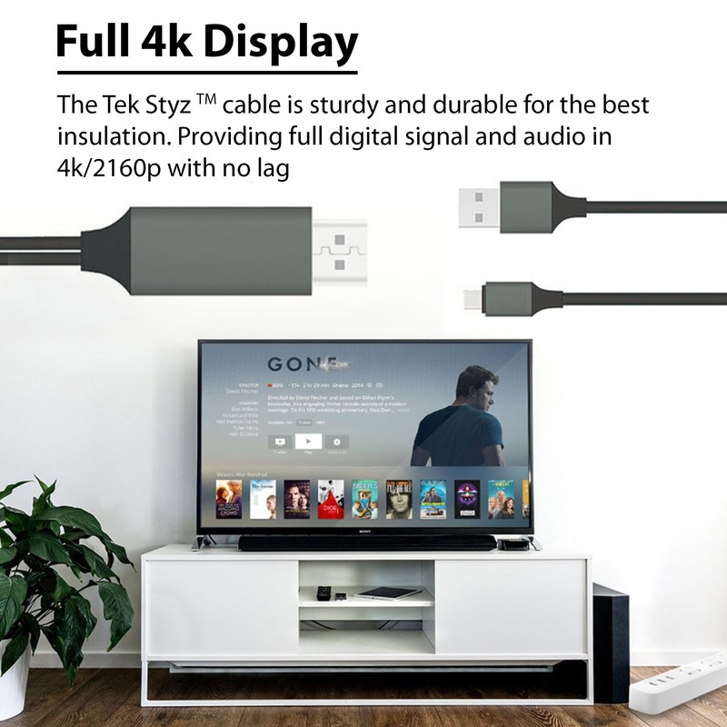 Powered USB-C 4k HDMI Cable Compatible with Tecno Phantom V
