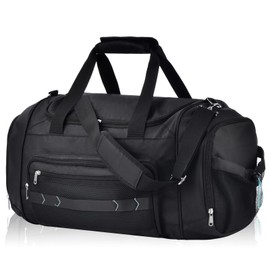 Pro Athlete's Choice:Gym Duffle Bag with Shoe Compartment - Water Resistant Sports Bag for Men Women - Travel Duffel for Workout, Overnight Trip (Black)