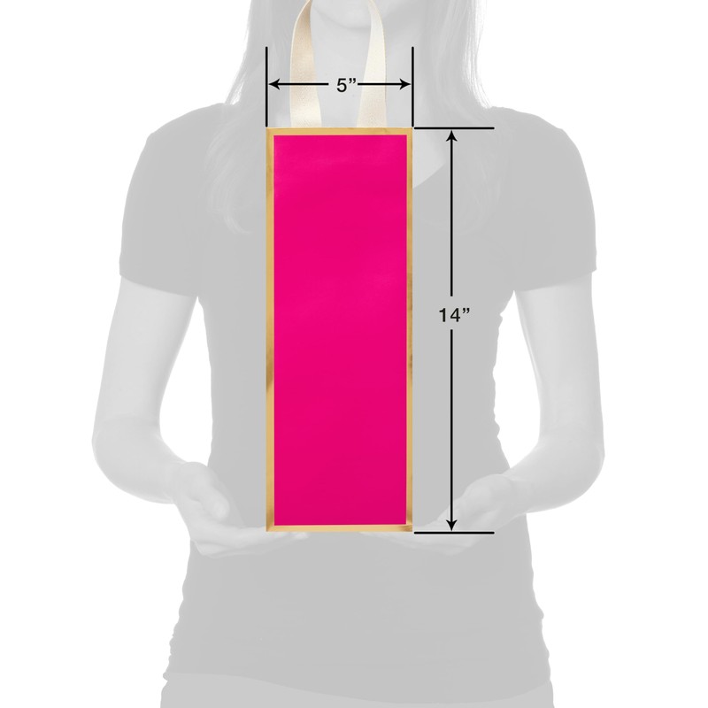 Papyrus 14" Wine Gift Bag (Pink and Gold) for Birthdays,
