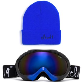 Kids Boys Girls Snow Goggles Anti-Fog Dual Lens UV400 Snowboarding Black Blue