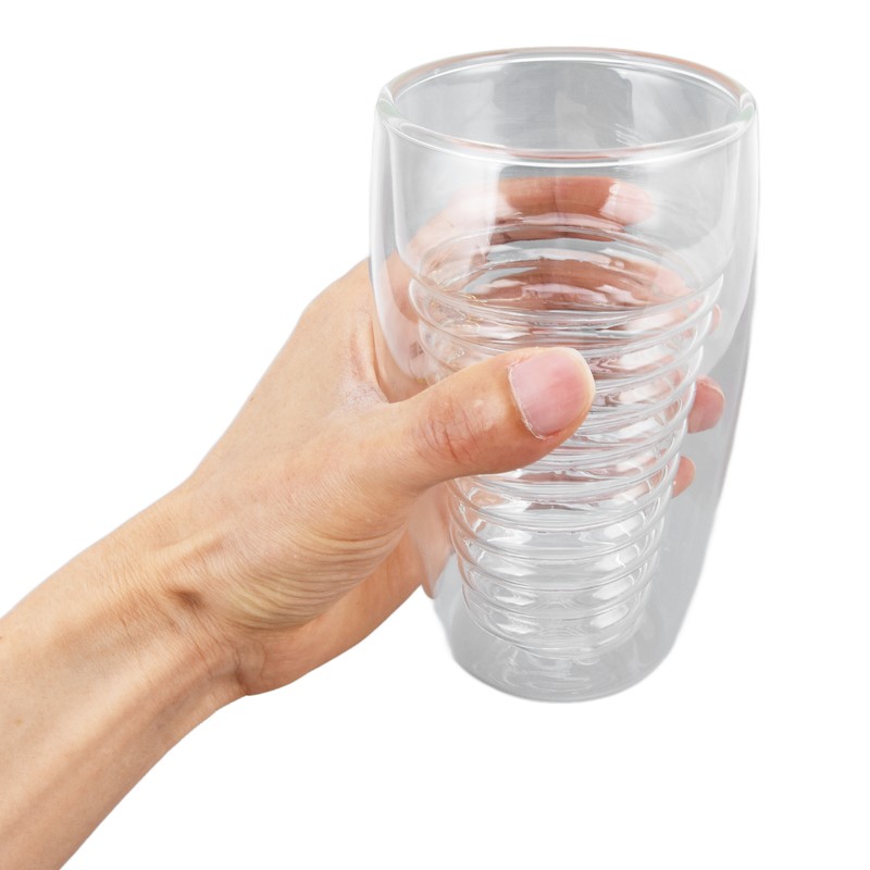 Double Wall Glass Coffee Cup 320ml High Temperature Resistance Clear
