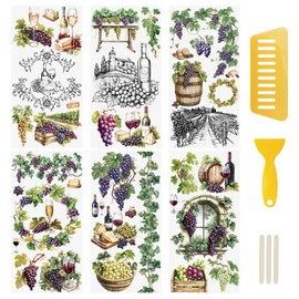 WANDIC 6 Sheets Rub On Transfer Sticker, Grape Theme Flower Decals Waterproof Furniture Stickers for DIY Scrapbooking Photo Albums, 15 * 30cm
