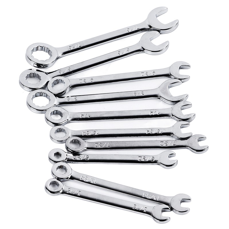 10PCS Mini Combination Wrench Set Steel Inch Open End Small