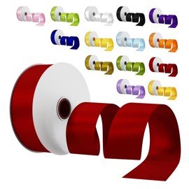 Red Satin Ribbon Bow, Dooozy 38 mm, 91 m Gift Ribbon, Decorative Ribbon, Fabric Ribbon for Wrapping, Gifts, Christmas, Wedding, Decorating