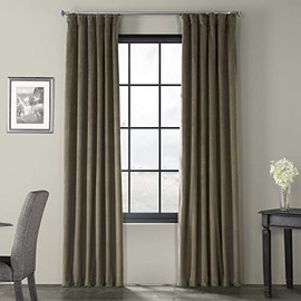 HPD Half Price Drapes VPCH-181200-120 Signature Blackout Velvet Curtain (1 Panel), 50 X 120, Denver Taupe