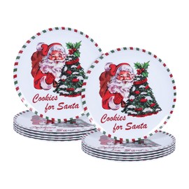 Gofunfun 10-Inch Christmas Melamine Dinner Plates, 12-Piece Dishes Set, Lightweight & Stackable for Holidays& Decor‌ Party plates, Ideal for Salad,Dessert,Fruit and Cakes