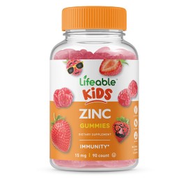 Lifeable Zinc Kids Gummies - 15 mg - Great Tasting Natural Flavor Vitamin Supplement - Gluten Free Vegetarian GMO Free Chewable - for Healthy Skin and Immune Support - for Children (90 Count)