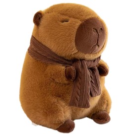 JISRKP Capybara Plush, 25cm Cute Capybara Teddy, Capybara Plush Toy with Scarf, Cuddly Stuffed Animal for Kids, Cute Stuffed Animal for Boys and Girls at Birthday Easter Valentine's Day Gift