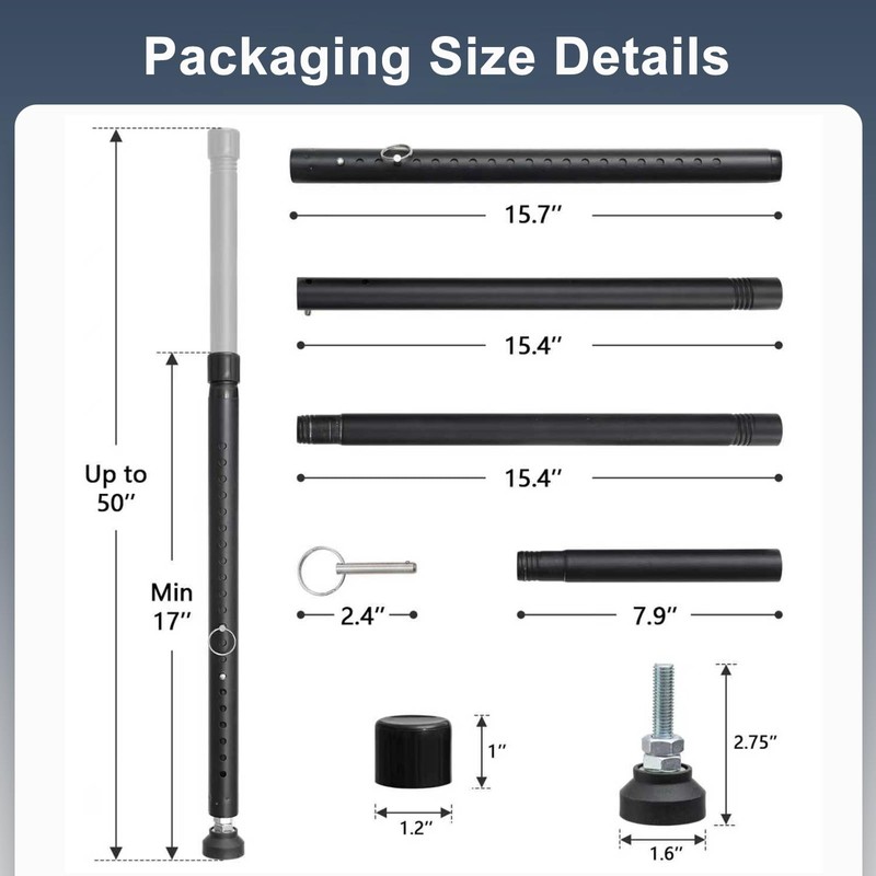 DIIG Sliding Door Security Bar，17.7-50.5inch Adjustable Sliding Patio Door Lock