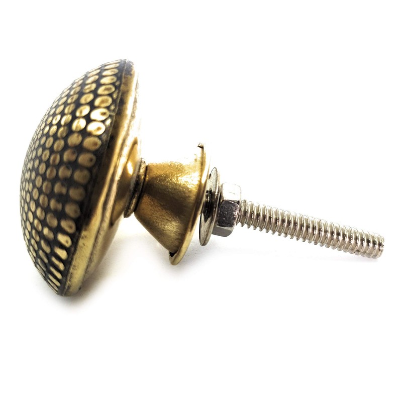 French Furniture Fittings Antiqued Brass DIMPLE KNOBS - Set of