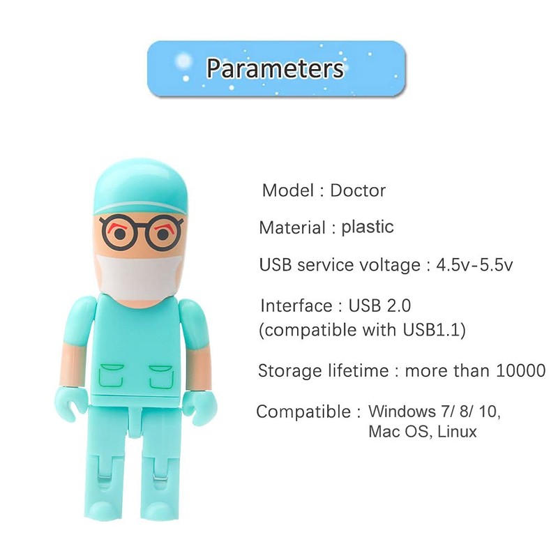 64GB Cartoon Doctor Model USB Flash Drive USB 2.0 Memory
