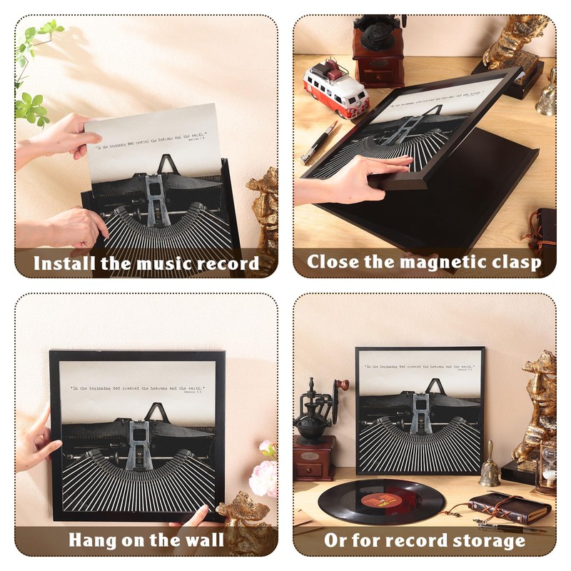 RattanView 4 Pack Vinyl Record Frame Picture Frame 12 x