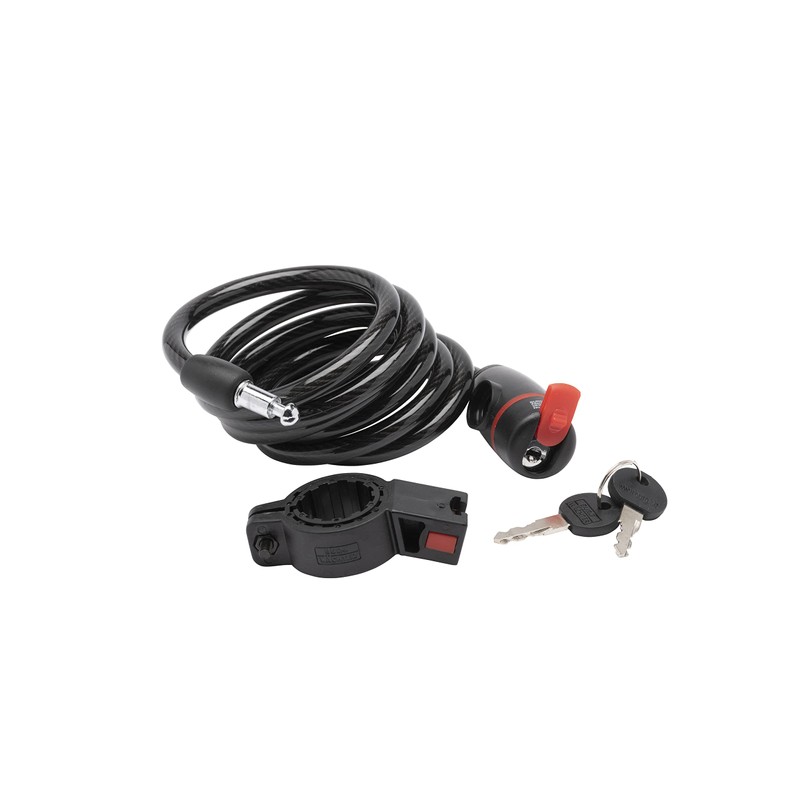 Burg Wächter 1360 180 10mm Spiral Cable Bike Lock, Black,